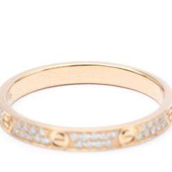 Pre Owned Cartier Love Pave 18K Rose Gold Diamond Ring EU 55