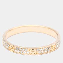 Pre Owned Cartier Love Pave 18K Rose Gold Diamond Ring EU 55