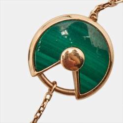 Pre Owned Cartier Amulette De Cartier Malachite Diamond 18k Rose Gold XS Model Bracelet