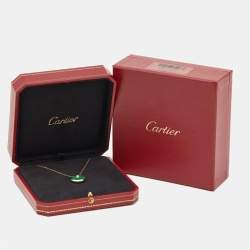Pre Owned Cartier Amulette de Cartier Malachite & Diamond 18k Rose Gold Pendant Necklace SM