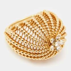 Pre Owned Cartier Cactus De Cartier Diamonds 18k Yellow Gold Ring Size 54