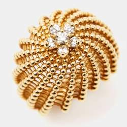 Pre Owned Cartier Cactus De Cartier Diamonds 18k Yellow Gold Ring Size 54