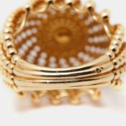 Pre Owned Cartier Cactus De Cartier Diamonds 18k Yellow Gold Ring Size 54