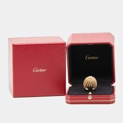 Pre Owned Cartier Cactus De Cartier Diamonds 18k Yellow Gold Ring Size 54