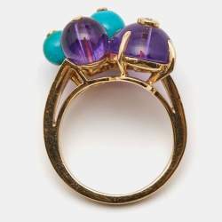 Pre Owned Cartier Les Delices de Goa Multi Gemstone 18k Rose Gold Ring Size 52