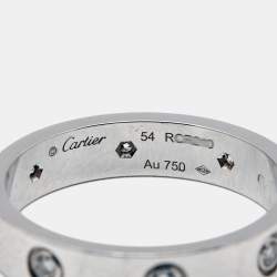 Pre Owned Cartier Love 8 Diamonds 18k White Gold Ring Size 54