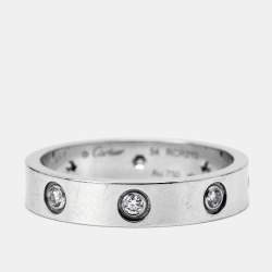 Pre Owned Cartier Love 8 Diamonds 18k White Gold Ring Size 54