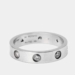 Pre Owned Cartier Love 8 Diamonds 18k White Gold Ring Size 54