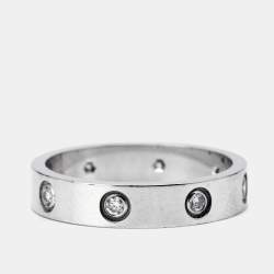 Pre Owned Cartier Love 8 Diamonds 18k White Gold Ring Size 54