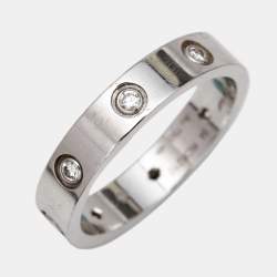 Pre Owned Cartier Love 8 Diamonds 18k White Gold Ring Size 54