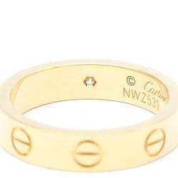 Pre Owned Cartier Love 18K Yellow Gold Diamond Ring EU 48