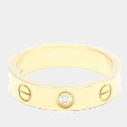 Pre Owned Cartier Love 18K Yellow Gold Diamond Ring EU 48