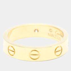 Pre Owned Cartier Love 18K Yellow Gold Diamond Ring EU 48
