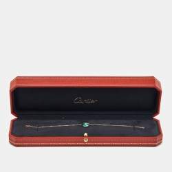 Pre Owned Cartier Amulette De Cartier Malachite Diamond 18k Rose Gold XS Model Bracelet