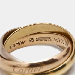 Pre Owned Cartier Trinity Classic 18k Three Tone Gold Ring Size 55