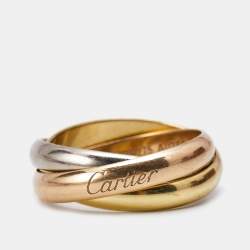 Pre Owned Cartier Trinity Classic 18k Three Tone Gold Ring Size 55