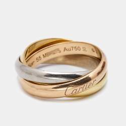 Pre Owned Cartier Trinity Classic 18k Three Tone Gold Ring Size 55