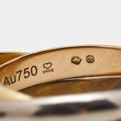 Pre Owned Cartier Trinity Classic 18k Three Tone Gold Ring Size 55