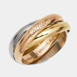 Pre Owned Cartier Trinity Classic 18k Three Tone Gold Ring Size 55