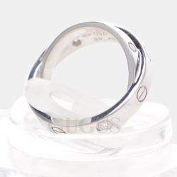 Pre Owned Cartier Love Interlocking 18K White Gold Diamond Ring EU 48