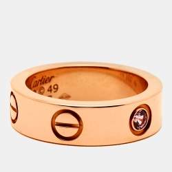 Pre Owned Cartier Love Pink Sapphire 18k Rose Gold Ring Size 49