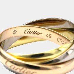 Pre Owned Cartier Trinity 18K Yellow Rose and White Gold Ring EU 48