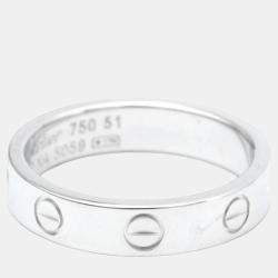 Pre Owned Cartier Love 18K White Gold Diamond Ring EU 51