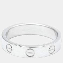 Pre Owned Cartier Love 18K White Gold Diamond Ring EU 51