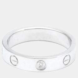 Pre Owned Cartier Love 18K White Gold Diamond Ring EU 51