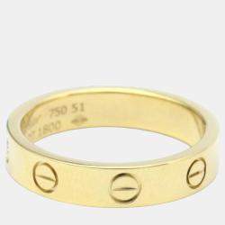 Pre Owned Cartier Love 18K Yellow Gold Diamond Ring EU 51