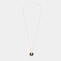 Pre Owned Cartier Amulette De Cartier Onyx Diamond 18k Rose Gold Small Model Necklace