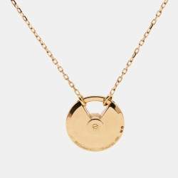 Pre Owned Cartier Amulette De Cartier Onyx Diamond 18k Rose Gold Small Model Necklace