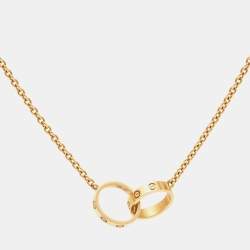 Pre Owned Cartier Love Interlocking Loops 18k Yellow Gold Necklace
