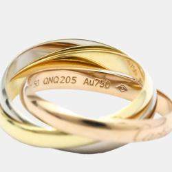 Pre Owned Cartier Trinity Small 18K Yellow Rose and White Gold Ring EU 50