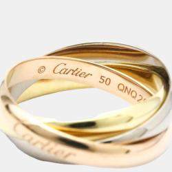 Pre Owned Cartier Trinity Small 18K Yellow Rose and White Gold Ring EU 50