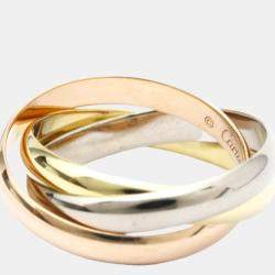 Pre Owned Cartier Trinity Small 18K Yellow Rose and White Gold Ring EU 50