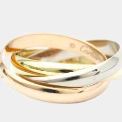 Pre Owned Cartier Trinity Small 18K Yellow Rose and White Gold Ring EU 50