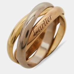 Pre Owned Cartier Trinity 18k Three Tone Gold Small Model Ring Size 51