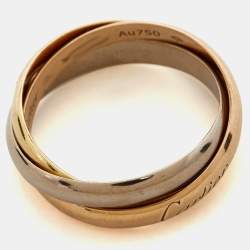 Pre Owned Cartier Trinity 18k Three Tone Gold Small Model Ring Size 51