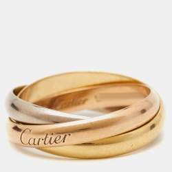 Pre Owned Cartier Trinity 18k Three Tone Gold Small Model Ring Size 51
