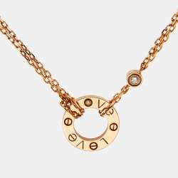 Pre Owned Cartier Love Diamonds 18k Rose Gold Necklace