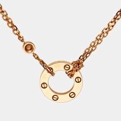 Pre Owned Cartier Love Diamonds 18k Rose Gold Necklace