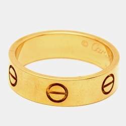 Pre Owned Cartier Love 18k Yellow Gold Band Ring Size 56