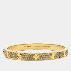 Pre Owned Cartier Love Diamonds 18k Yellow Gold Bracelet 17