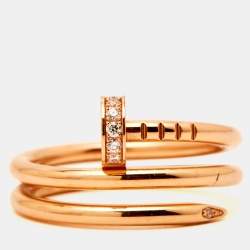 Pre Owned Cartier Juste Un Clou Diamonds 18k Rose Gold Ring Size 50
