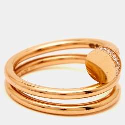 Pre Owned Cartier Juste Un Clou Diamonds 18k Rose Gold Ring Size 50