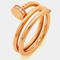 Pre Owned Cartier Juste Un Clou Diamonds 18k Rose Gold Ring Size 50