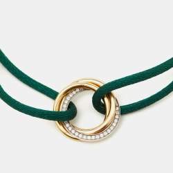 Pre Owned Cartier Trinity Diamonds 18k Three Tone Gold Adjustable Cord Bracelet