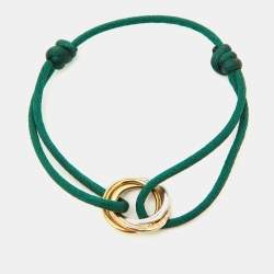 Pre Owned Cartier Trinity Diamonds 18k Three Tone Gold Adjustable Cord Bracelet