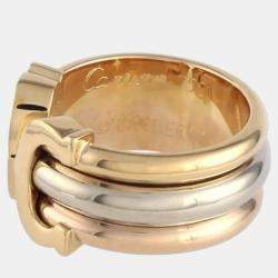 Pre Owned Cartier Trinity De Cartier 18K Yellow Rose and White Gold Ring EU 48